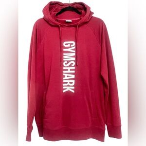 Gymshark Mens Red Bold Hoodie Lightweight Logo Graphic Front Pockets Sz Med